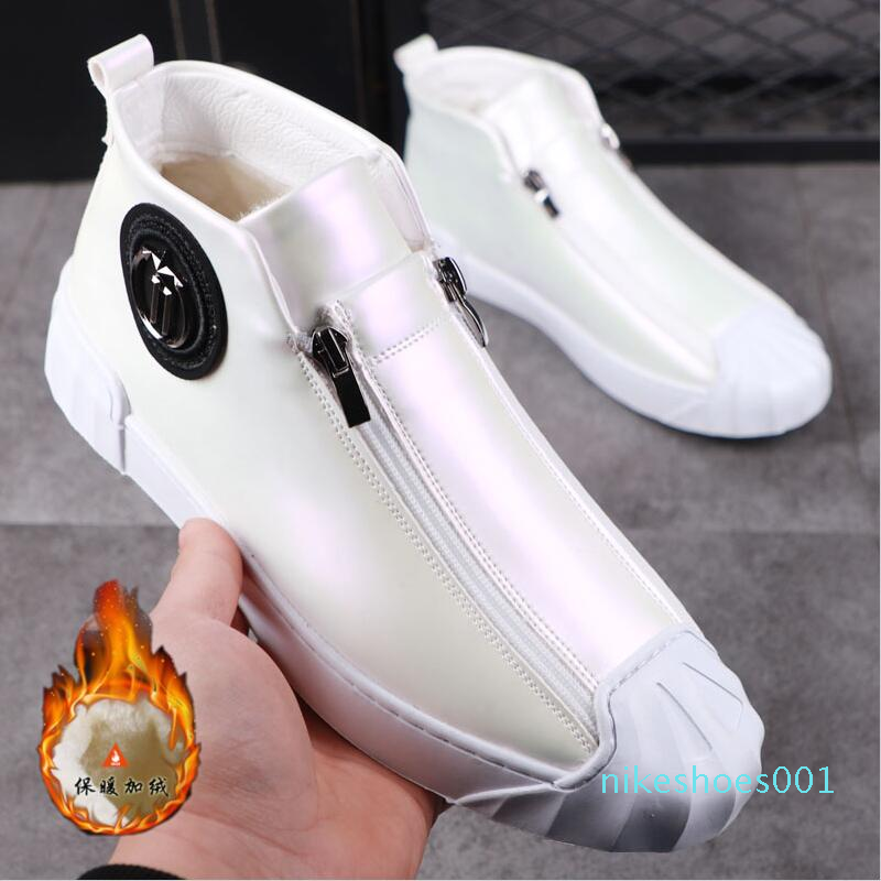 

Men's warm boots Punk Street British Style Casual Ankle Boot Men High Top Zipper Black Bottom Flat Platform Shoes for Male xx1, Blue