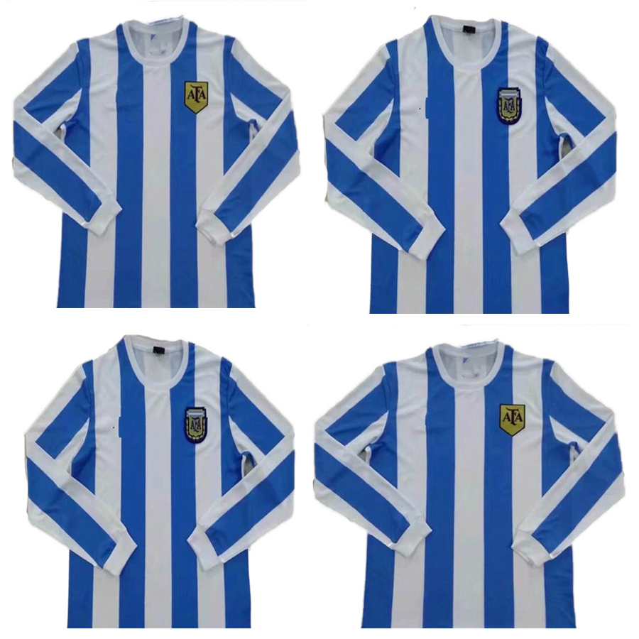 

retro Argentina Soccer jersey 1986 1978 Messi Maradona CANIGGIA Batistuta RIQUELME ORTEGA Long sleeve Football Shirt, Blue