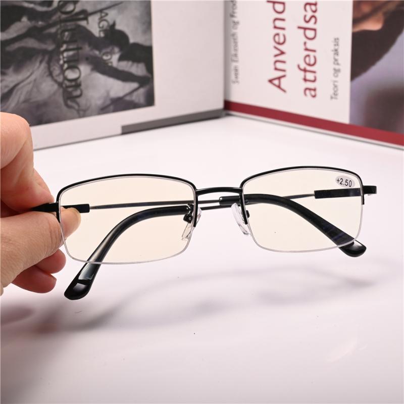 

Sunglasses Cubojue Black Reading Glasses Male Women Memory Temple Magnify Eyewear +1.0 1.5 2.0 2.5 3.0 3.5 Semi Rimless Anti Reflection
