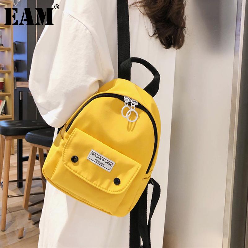 

Backpack [EAM] Women Summer Brand Small Cute Girl Travel Bag Solid Canvas Personality All-match Fashion Tide 2021 18A3233
