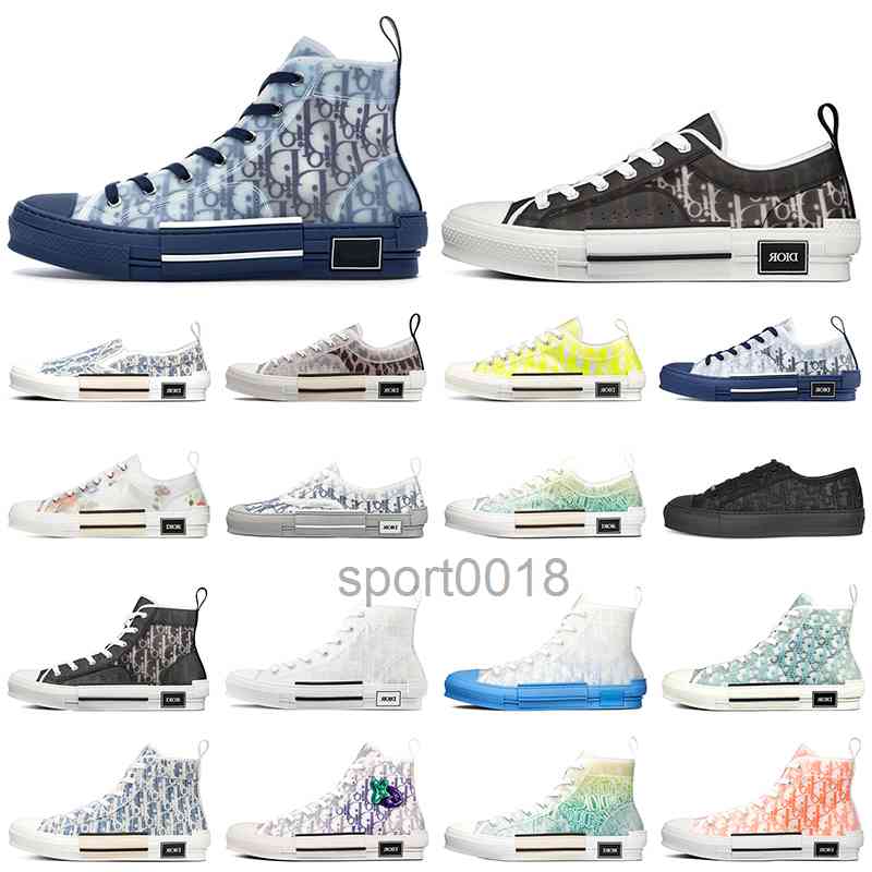 B23 Oblique High Low Men Shoes Discount Designer Sneakers Technical Canvas Leather Outdoor Women Bee Shoe Top Quality Luxurys Trainers 36-45