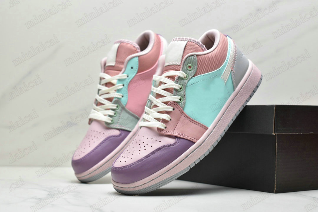 

1 Low SEMulti Pastel 1s Shoes Pink Purple and Green Macarons Mens Women Sports Cultural Leisure Sneaker Outdoor Basketball Trainers Shoe, Customize