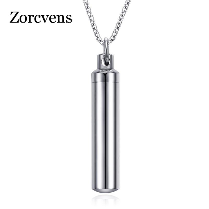 

Pendant Necklaces Modyle Men Woman Necklace Silver Color Open Cylindrical Pendants Stainless Steel Remembrance Jewelry