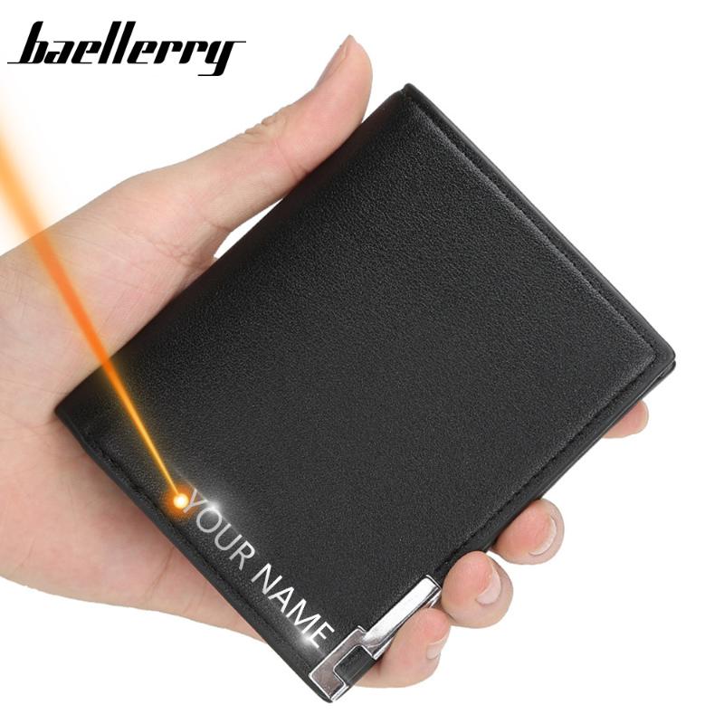 

Wallets 2021 Men Free Name Evgraving High Quality Small Wallet Business Zipper Short Male Card Holder Carteria, Red;black