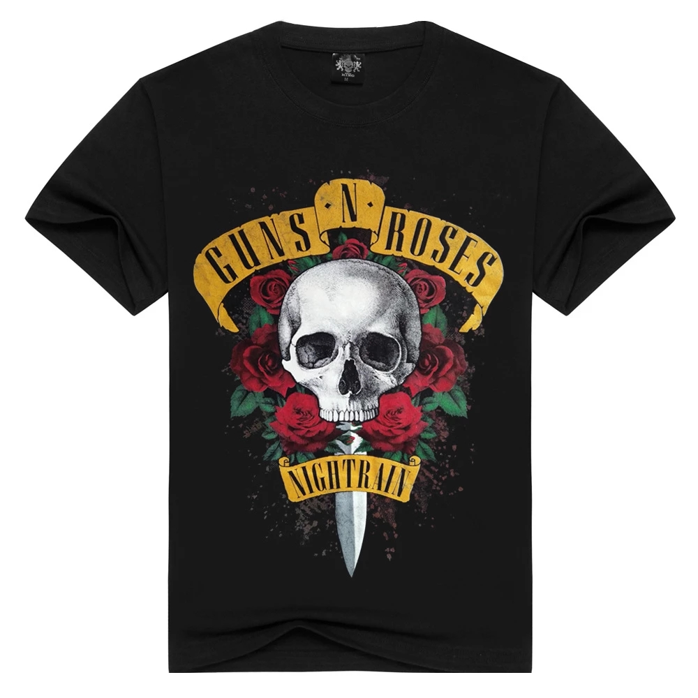

Men's T-shirts ROSE NIGHTRIAN t shirt men mans tshirt summer black t-shirt punk skull roseS design, White