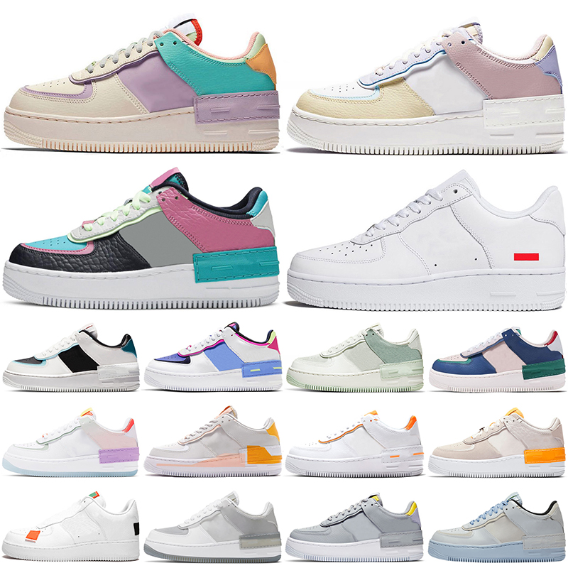

shadow 1 running shoes force air airforce women platform sneakers 1s black utility Tropical Twist White Glacier Blue Spruce Aura sports trainers, S-white