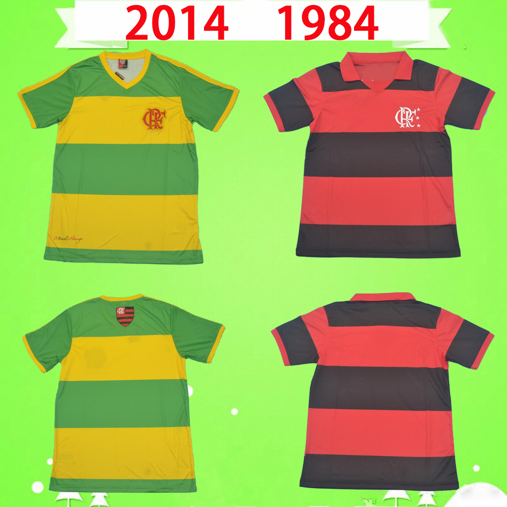 

Retro 2014 flamengo soccer jersey 1984 home red black Vintage Classic commemorate Collection away green and yellow Flemish football shirt
