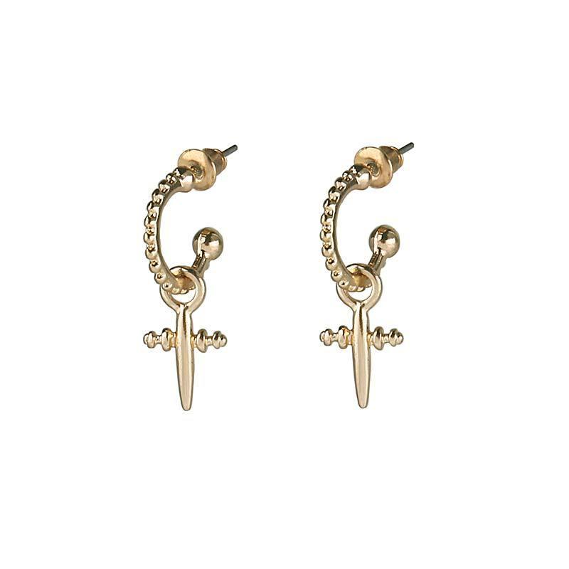 

Stud 1 Pair Fashion Punk Cross Pendant Metal Studs Earrings Gold Silver Color Personality Earring For Women Men Hip Hop Jewelry Gift, Golden;silver