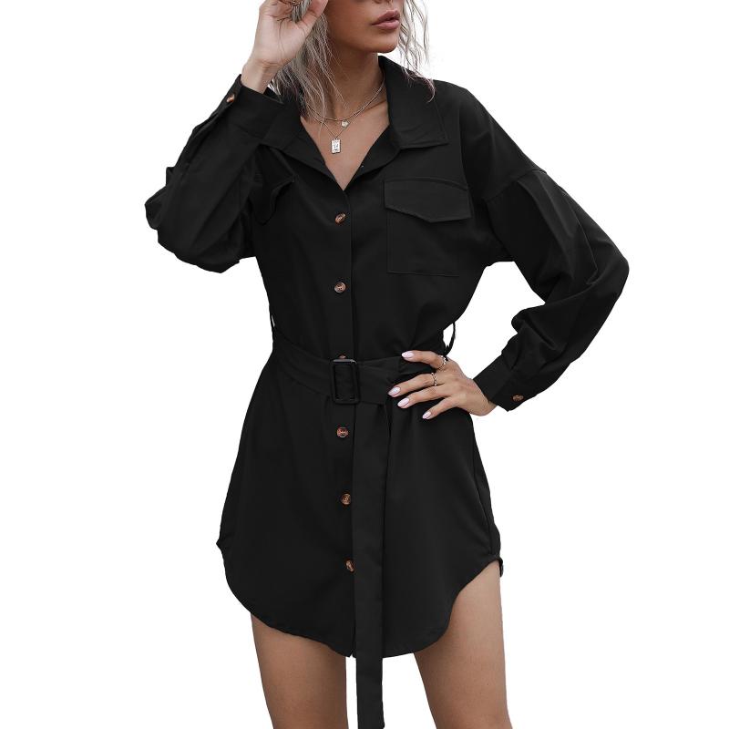 

Women' T-Shirt Sexy Long Sleeve T-shirt, Girl' Fashion Solid Color V-neck Tops, Casual Slim Button Waist Belt Clothing, Black