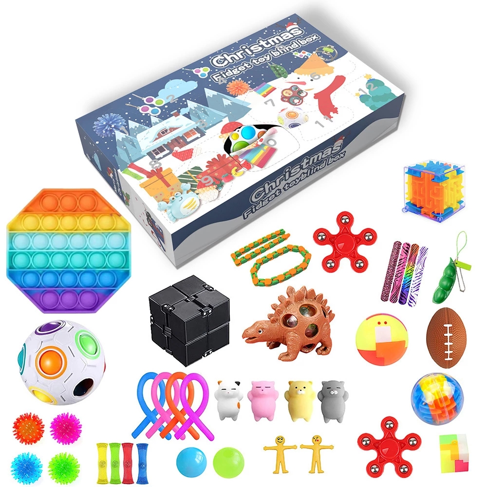 

Fidget Advent Calendar Christmas Blind Box Surprise Anti Stress Relief Toys Sets DIY Slow Rising Squishy Squeeze Kids Gift Boys