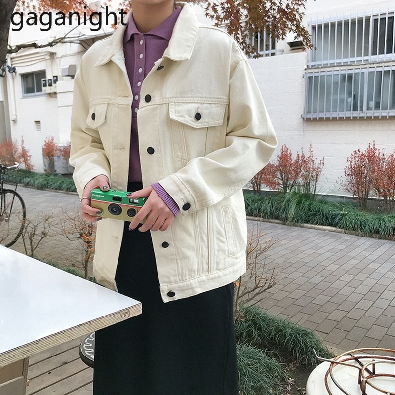 

Gaganight Fashion Women Jeans Jacket Casual Loose Spring Autumn Girl Coat Solid Chic Korean Denim Jacket Sweet Coats Outwear 210519, Yellow