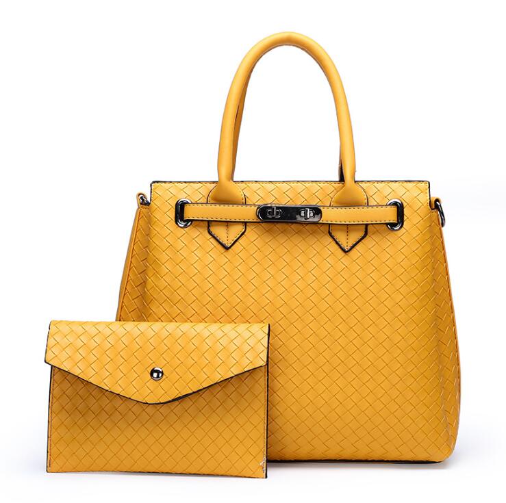 

Factory wholesale women bag classic two-piece Knitting handbag elegant Joker solid color leather tote handbags large Crochet fashion messenger bags