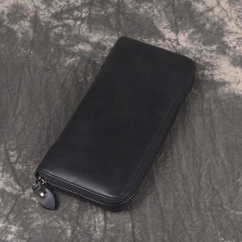 

Wallets Fashion Long Men Genuine Leather Mens Wallet Zipper High Quality Male Purse With Cell Phone Pocket Casual Clutch, Black