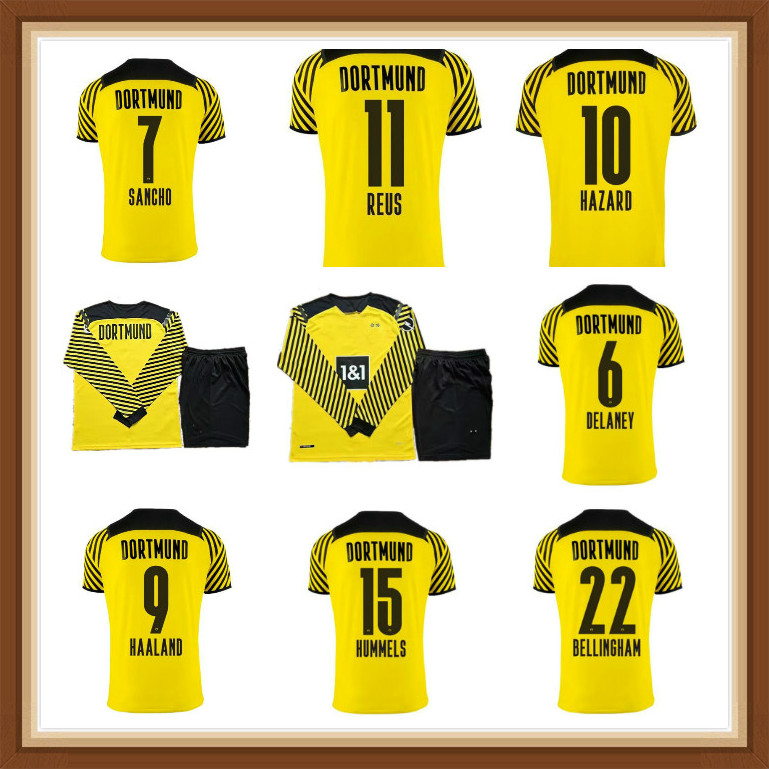 

2021 2022 #9 HAALAND Long Sleeve Soccer Jersey #7 SANCHO REYNA Uniform Mens #11 REUS BRANDT BELLINGHAM Full Sleeves Football Shirts, Ivory