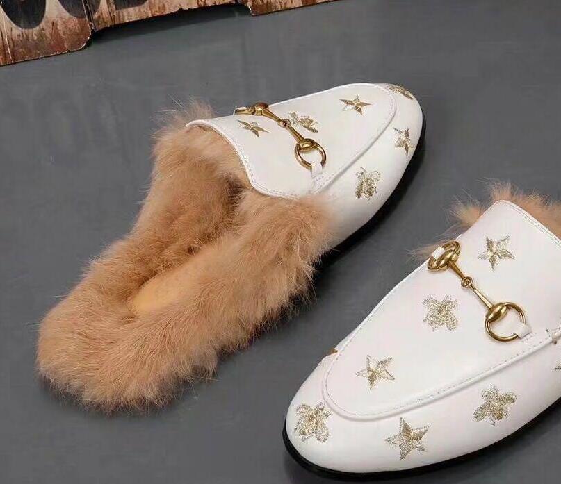 

loafers Princetown Le Fu slippers slippers 2021 new European hair really stand half wool slippers horsebit The Horsebit Scuffs