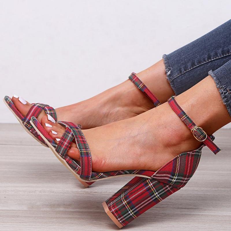 

Dress Shoes 2021 Big Size 35-43 Heels Women Pumps Red Sandals Plaid Shallow High Party Wedding Zapatos Para Mujer, Black