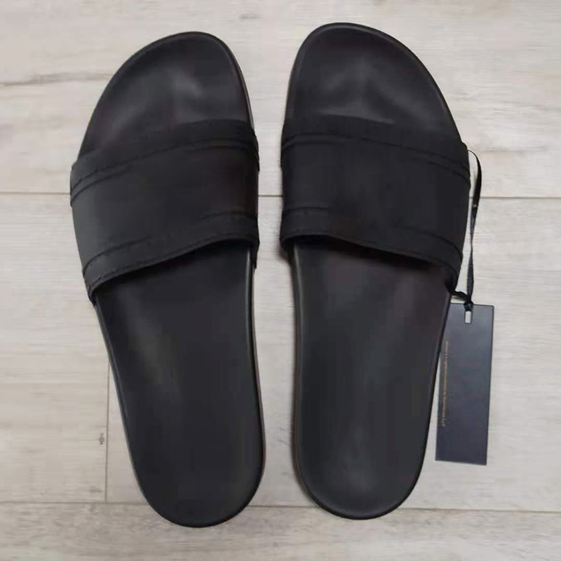 

with box luxury European brand Men 2021 Beach Slide Sandals Scuffs Slippers Mens white Fashion slip-on designer sandal US 7-12, Black