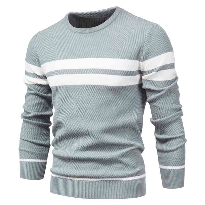 Autumn Pullover Men's Sweater O-neck Patchwork Long Sleeve Warm Slim Sweaters Men Casual Fashion Sweater Men Clothing 210809