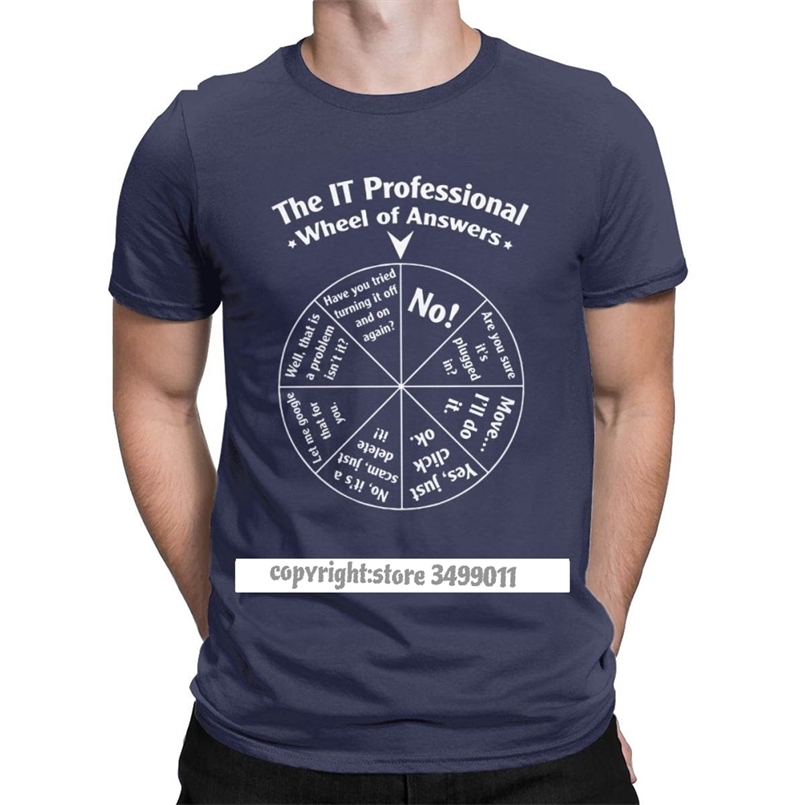 

Casual The IT Professional Wheel Of Answers Tshirts Men Cotton T Shirts Programmer Programming Software Engineer Tees 210707, Army green