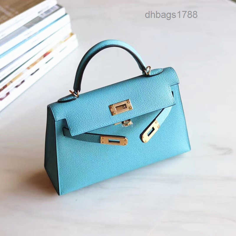 

Yiweibags new fashion second generation cowhide Women's bag fashion kelliesbag Mini bag small Single Shoulder Messenger portable kelliesbag, Milkshake - gold button - 20cm