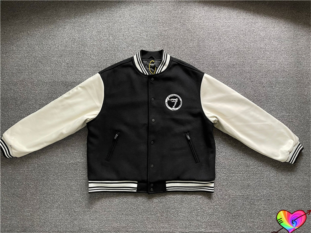 

Black Jacket 2022 Men Women 1 High Quality Patchwork Jackets Embroidered Coats