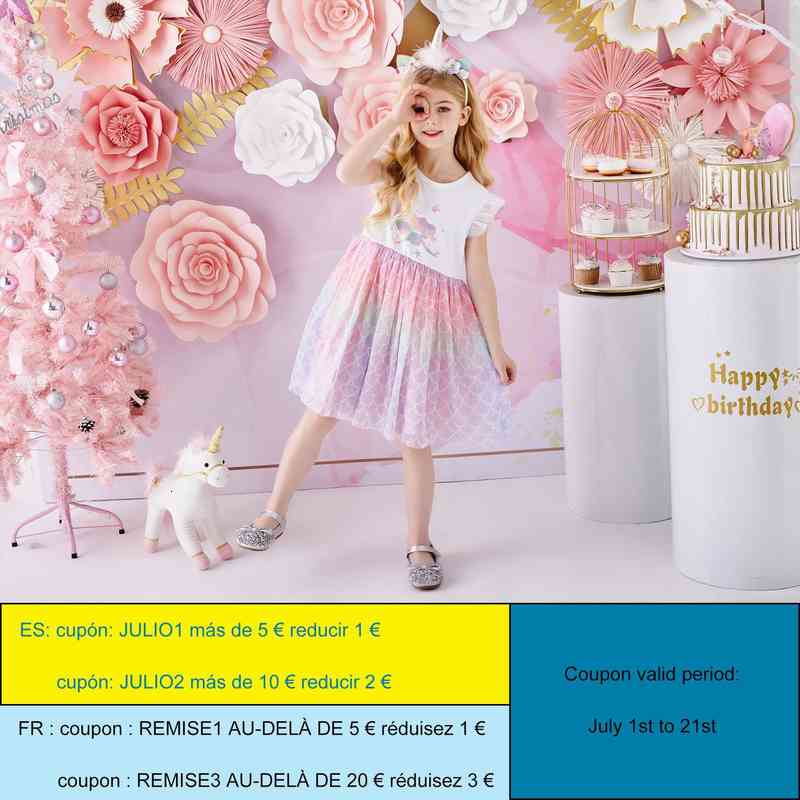 

girls summer kids party prom girl dress princess children unicorn mermaid cartoon clothes casual vestidos, Red;yellow