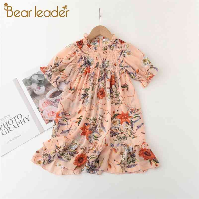 

Girls Princess Floral Dress Summer Girl Kids Flowers Costumes Children Party Ruched Outfits For 3-7 Years 210429, Ah4465 pink