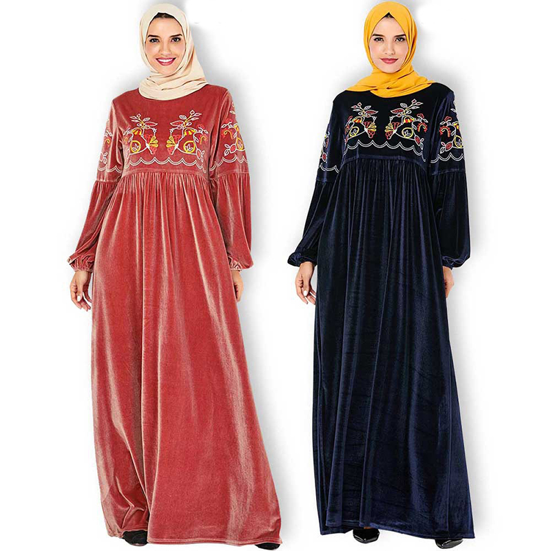 

Plus Size Winter Velvet Abaya Dubai Turkish Hijab Muslim Dress Islamic Clothing For Women Caftan Kaftan Dresses Robe Kleding