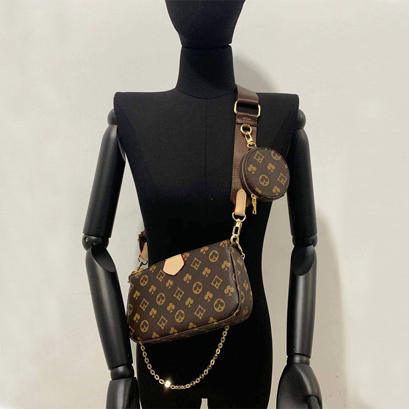 

2021 NEW Famous Brand Designer 3-IN-1 Messenger Bag Satchel Leather Floar Crossbody Bag Handbag Tote Clutch New Shoulder Bag Cla, Brown1