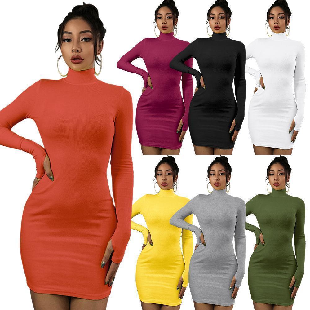 

Casual Dresses Designer Pink Women Autumn Winter Long Sleeve Turtleneck Sexy Bodycon Midi Sheath Party Club W836 NAEY, Mix or leave messages