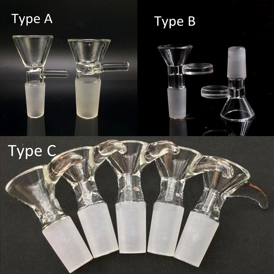 

3 Types 14mm Male Glass Bowl Pieces Hookah Funnel Joint Downstem Smoking Accessories Handle Pipe Bong Dab Rigs