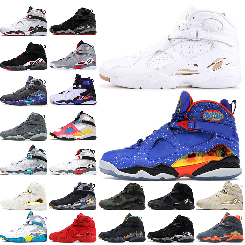 

Top Quality Jumpman 8 8s Mens Basketball Shoes Retro OVO White Black Doernbecher Luxurys Designers Chrome Playoff Three Peat Cool Grey Trainers Sneakers, #6 valentines day 40-47