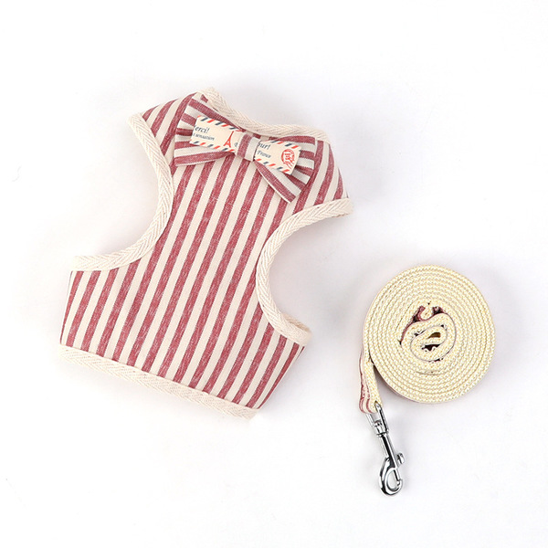 

Red Blue Bow Knot Waistcoat Top Harness Leash Set Spot Stripe Check Print Dog Collar Rope Pet Dog Supplies Will and Sandy