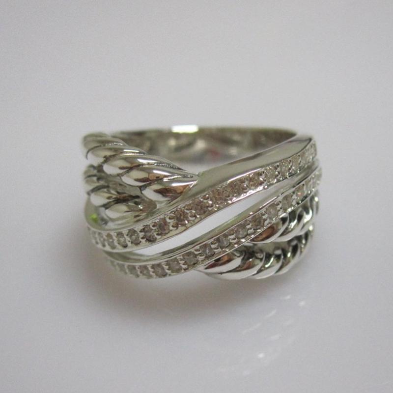 

Cluster Rings Solid Sterling Silver Jewelry Pave Diamond Crossover Ring Design Brand Women Christmas Gifts Birthday, Golden;silver