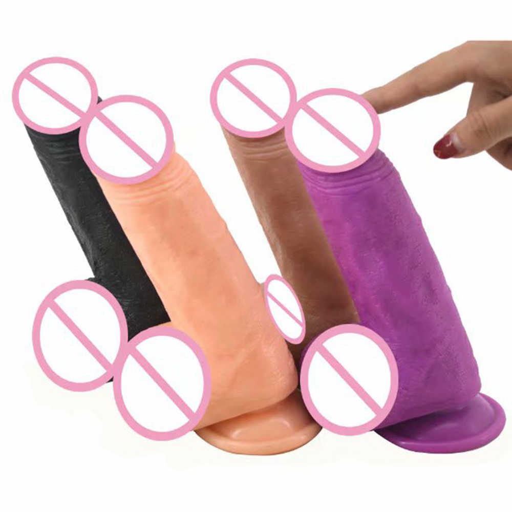 2022 adultshop Realistic FAAK Thick Big Dildo Suction Dildo Cup For Women Artificial Penis Clear Veins Big Dick Erotic Product Q0508-image-748379843