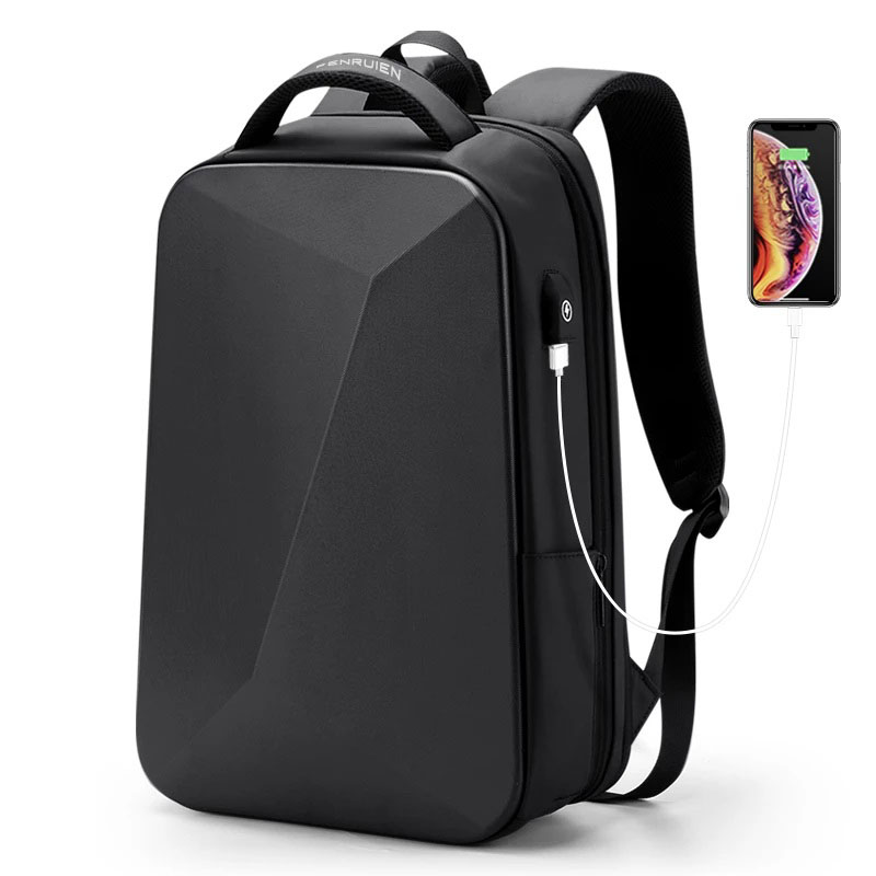 

New Fashion Multifunction Hard Shell Series Backpack Men Anti Theft Waterproof Laptop Backpacks Business Travel Knapsack High-capacity model, Black