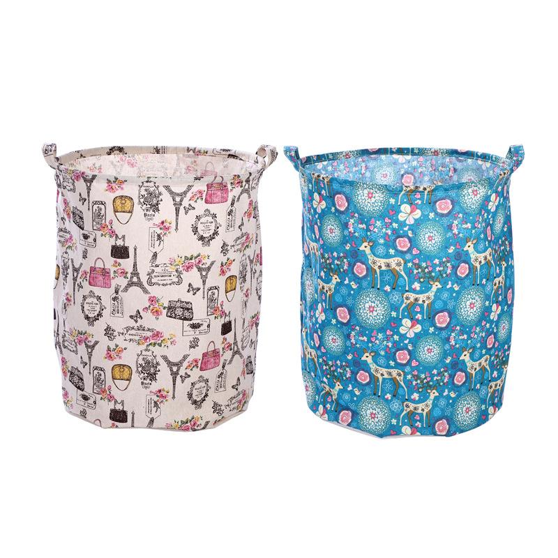 

Graceful Large Colorful Printed Laundry Basket Dirty Clothes Deer Tower Sundry Kids Toys Organizer Storage With Handles & Organization