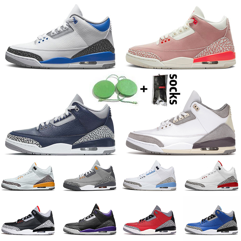 

2021 Unions Men Women 3s Basketball Shoes Jumpman 3 Racer Blue Sneakers Rust Pink Ma Maniere Midnight Navy Trainers Big Size US 13, #25tinker white university red 40-47