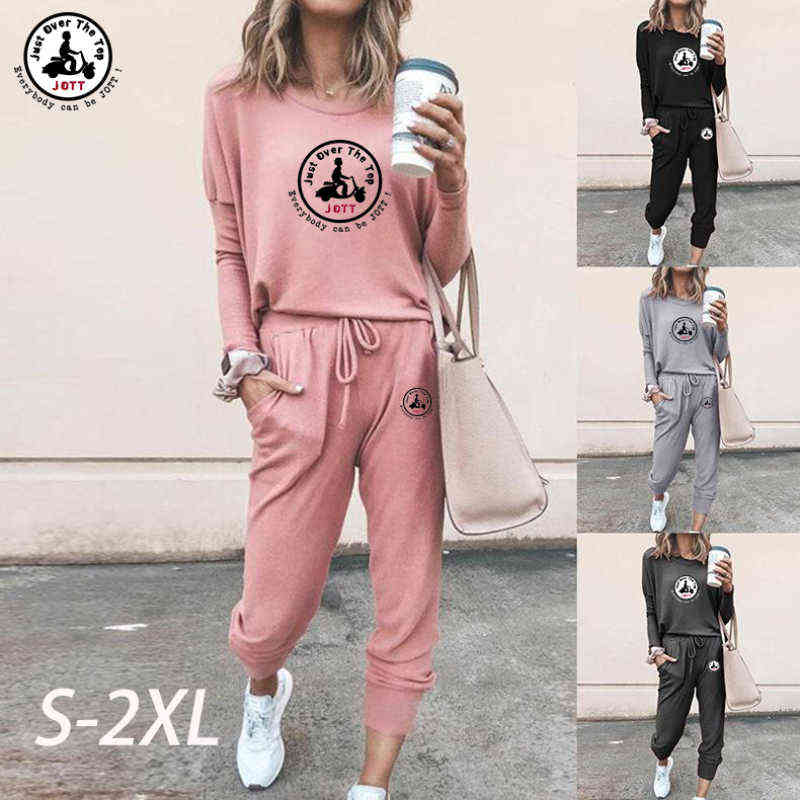 

Women's Winter Suit JOTT Printed Trend Pattern Two-piece Sports Pullover Solid Color Casual Fashion Women's Clothing 211108, Watermelon red