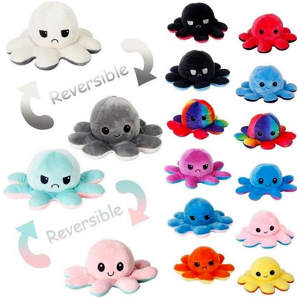 

STOCK Wholesale price!26 styles Reversible Flip Octopus Stuffed Dolls Soft Double-sided Expression Plush Toy Adult Baby Kids Gift Doll Christmas Birthday Gifts R21