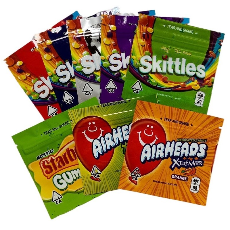 

Skittles packaging pouch plastic starburst edibles bag airheads gummies mylar bags packing fizzy cola bites xtremes zipper smell proof resealable package