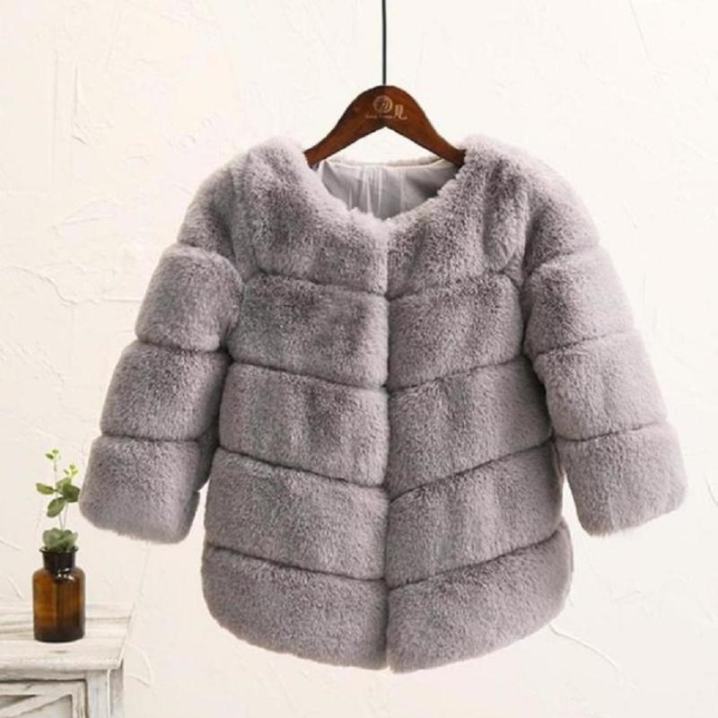 

Jackets Children Faux Fur Coat Baby Boy Girl Imitation Spliced Outerwear Winter Thicker Warm Jacket Modis Kids Clothes Overcoat Y15, Blue;gray