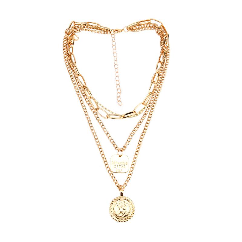 

Pendant Necklaces Necklace Female Coin Multi-layer Collarbone Chain