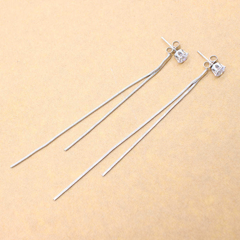 

2020 New Long Crystal Tassel Gold Color Dangle Earrings for Women Wedding Drop Earing Fashion Jewelry Gifts Y0709, Silver