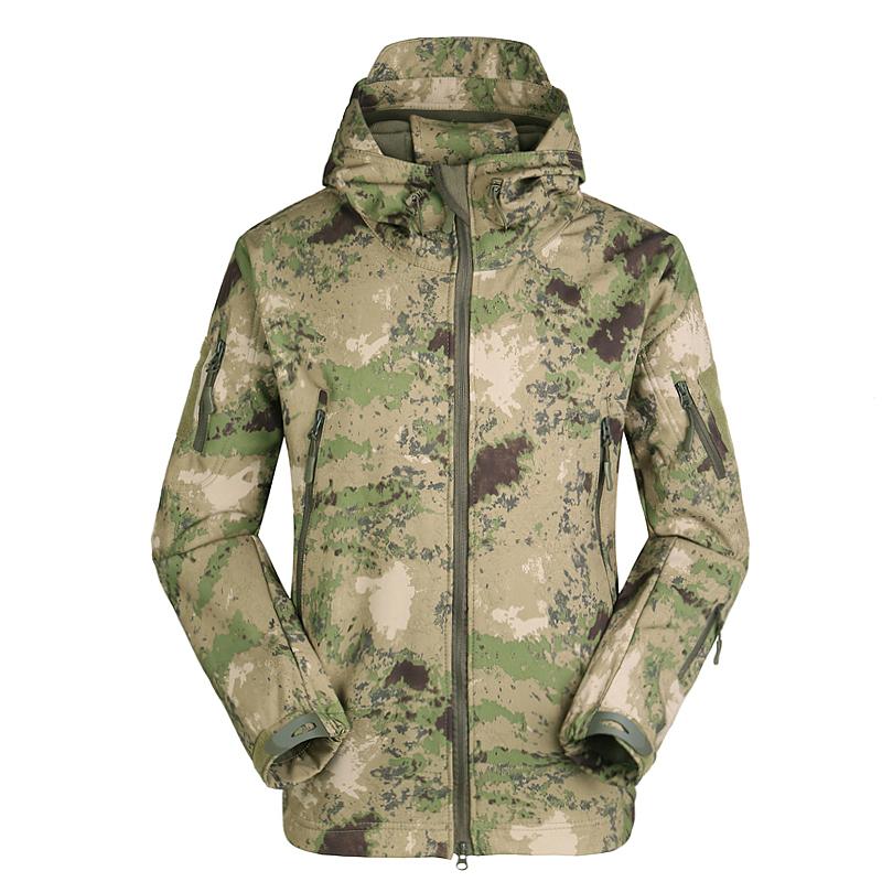 

Men' Trench Coats Winter Fleece Tactical Jackets Autumn Military Camouflage Jacket Outdoor Warm Hiking Soft Shell Hooded Windbreakers, Black