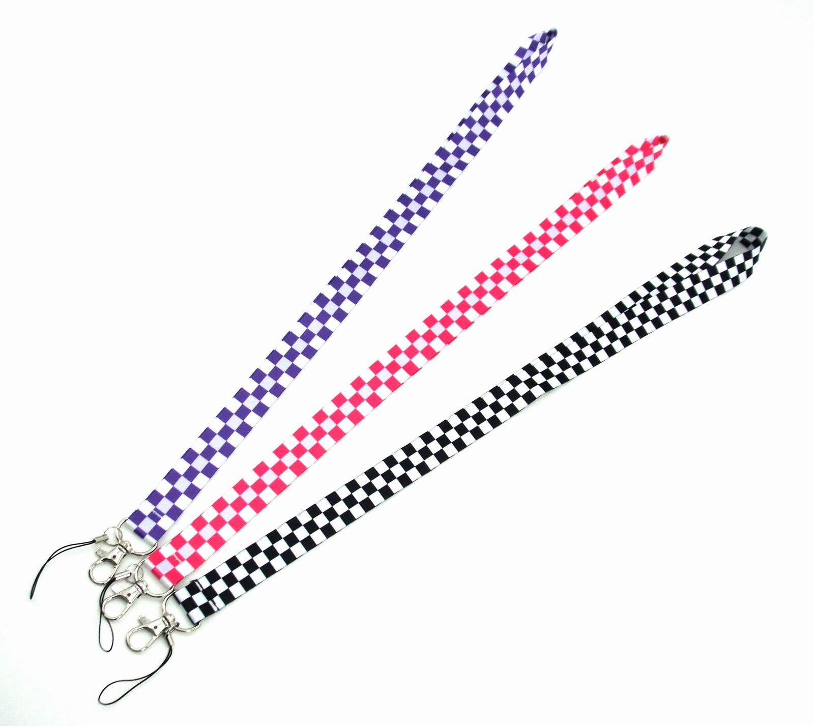 

Cell Phone Straps & Charms Square lattice black white Wholesale neck lanyard mobile Key Chain ID Badge holder