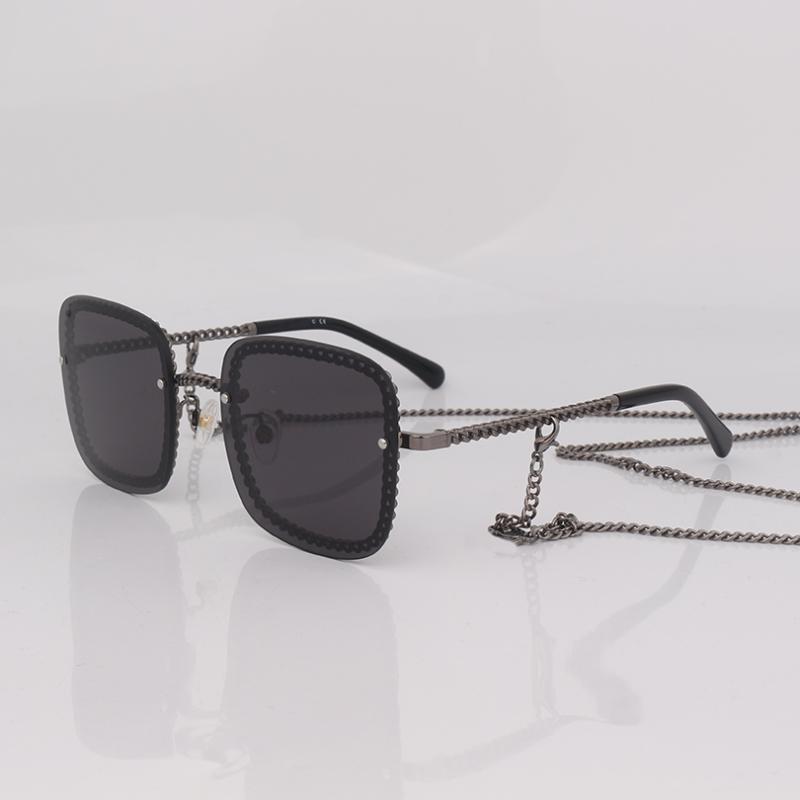 

Sunglasses Metal Chain Frame Square With Removable Single Hanging