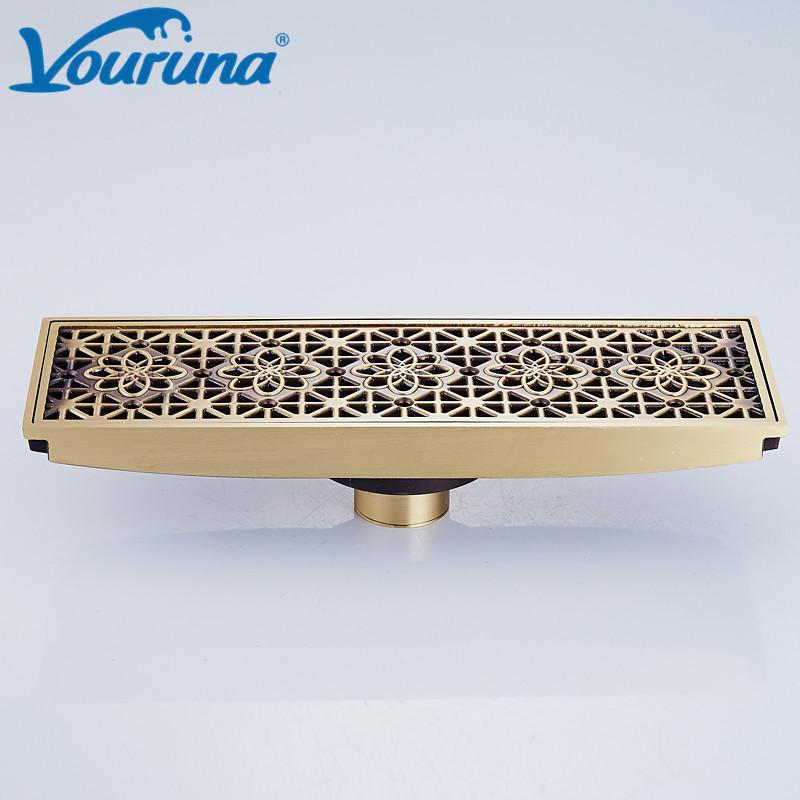 

Other Bath & Toilet Supplies VOURUNA Antique Brass Floor Drain Flower Art Carved Bathroom Drainer Shower Grate