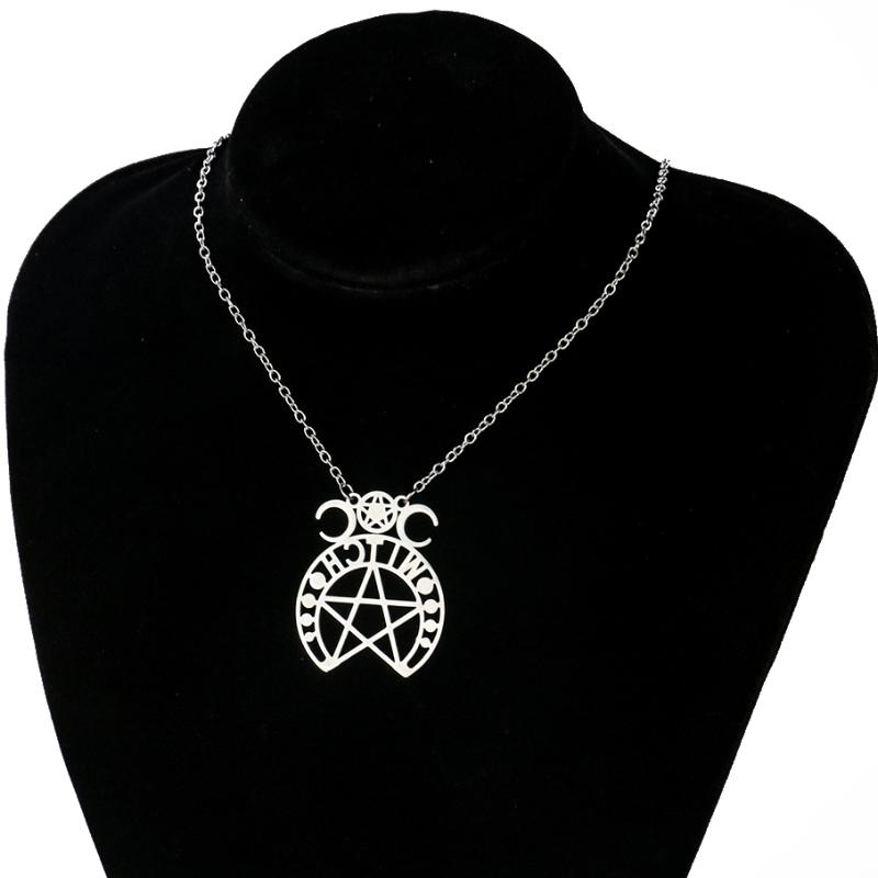 

Pendant Necklaces Super Moon Goddess Necklace Stainless Steel Hollow Five-pointed Star Jewelry Unisex Sweater Chain Accessories