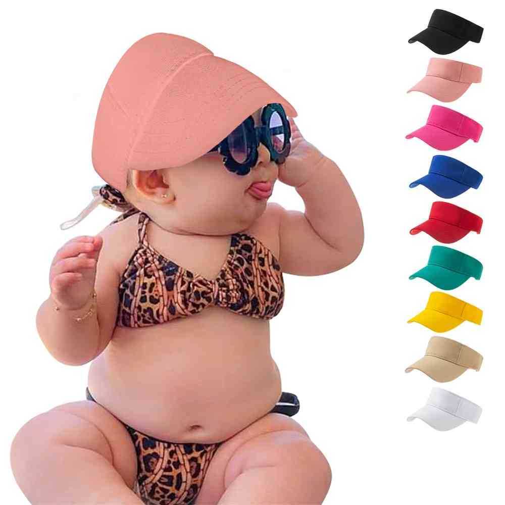 

Children's Summer Outdoor Adjustable Baseball Caps Baby Solid Color Empty Top Sunshade Hat Casual Travel Beach For Baby's Hats Hollow Visor For 1-8Y G69MCYO, Red